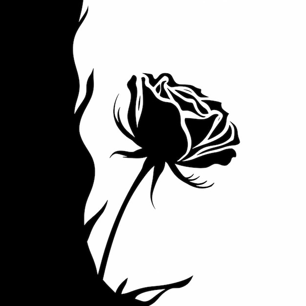 Photo set of decorative rose flower silhoutte vector illustration