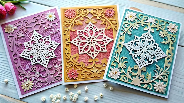 Photo set of die cut cards