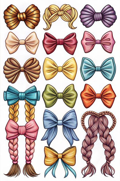 Photo set of different colored ribbons