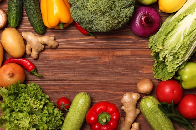 set of different fresh vegetables closeup healthy eating