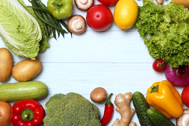 set of different fresh vegetables closeup healthy eating