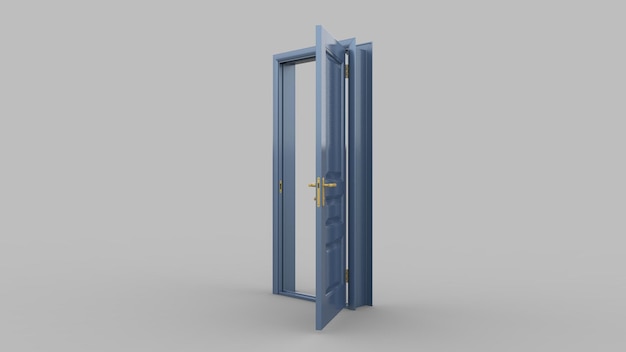 Set of different metal gray door isolated 3d illustration render on white background