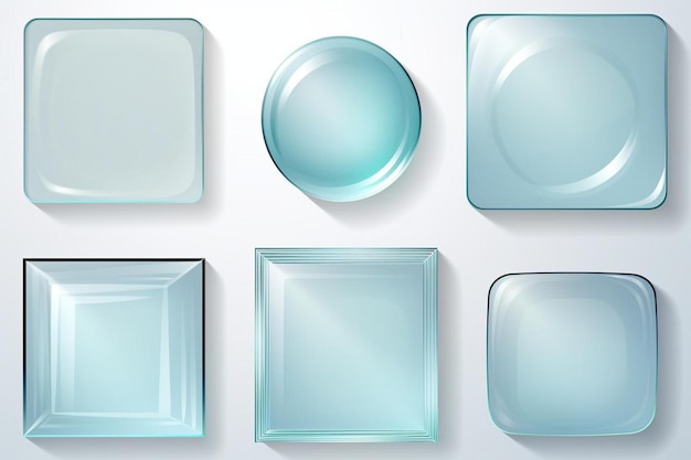 Photo set of different shapes glass plates