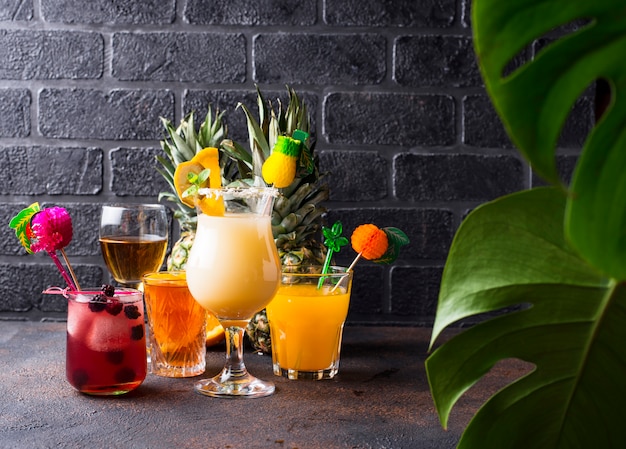 Set of different summer cocktails 