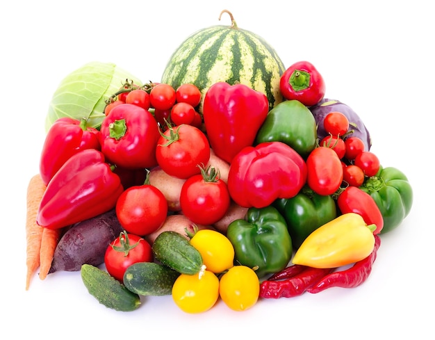 Set of different vegetables isolated on white