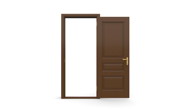 Set of different wood door isolated 3d illustration render on white background