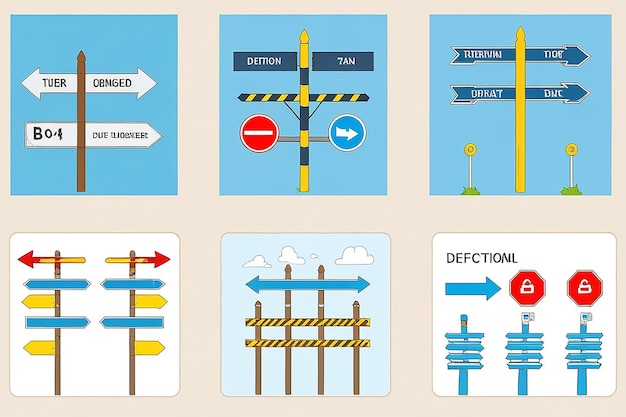 Photo set of directional sign vector design