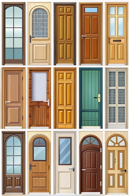 Photo set of doors in various shape and style design