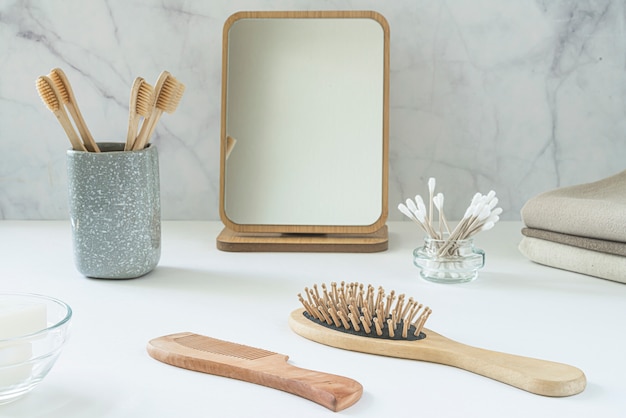 Set of eco-friendly bathroom accessories