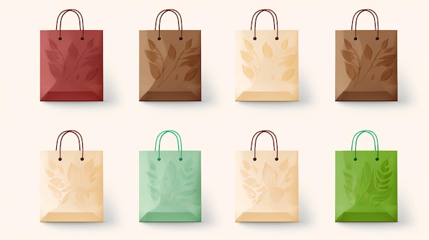 Photo set of ecofriendly paper bags in colors