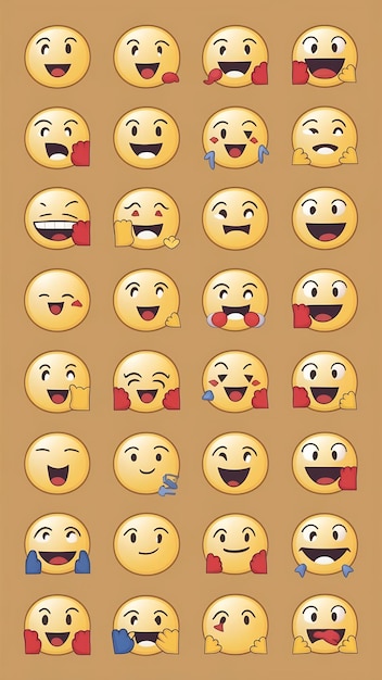 Photo set of emoji characters vector design emotions icons set comment reactions cute cartoon faces