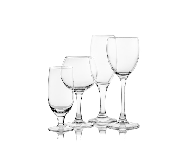 Set of empty wine glasses