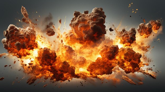 Set of explosions isolated background