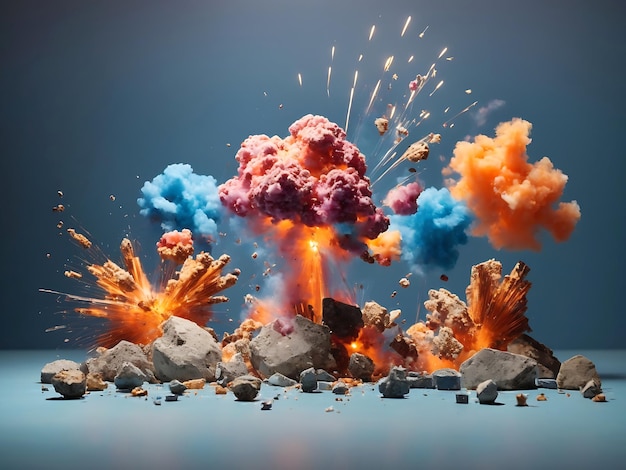 Set of explosions isolated on transparent bacPhoto still life with small decorative objects with vivid colorskground