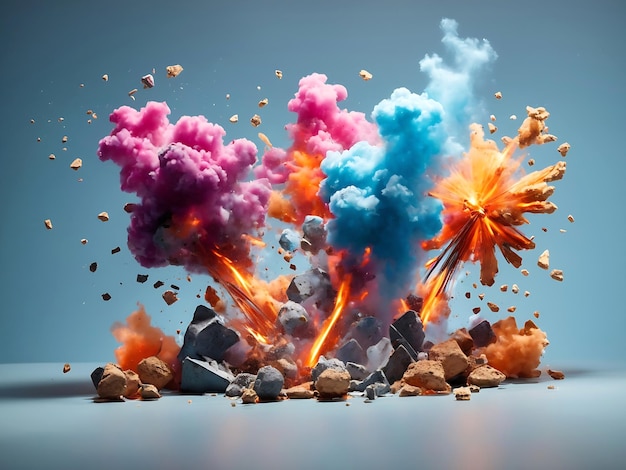 Set of explosions isolated on transparent bacPhoto still life with small decorative objects with vivid colorskground