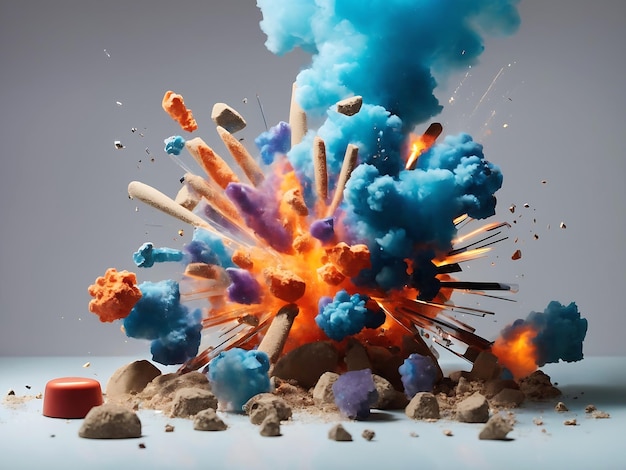 Set of explosions isolated on transparent bacPhoto still life with small decorative objects with vivid colorskground