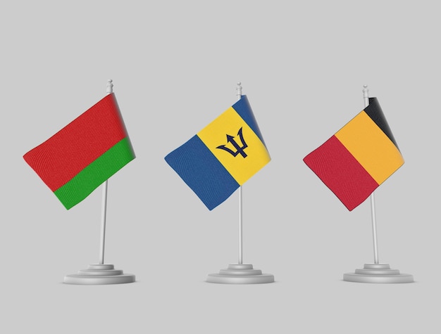 Set of flag - Belarus, Barbadus, Belgium