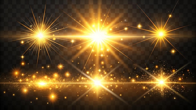 Set of flashes lights and sparks Abstract golden lights isolated on a transparent background Br