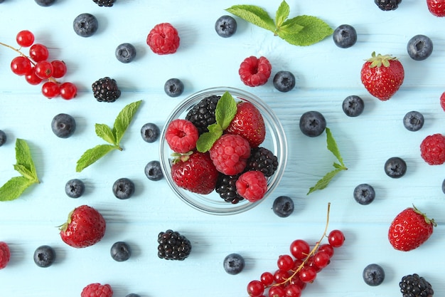 Set of forest berries on the table top view