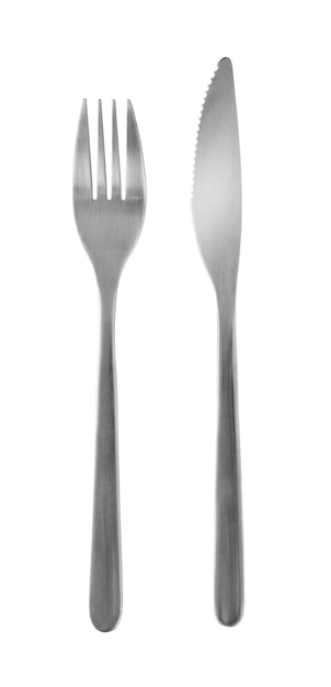 Set of fork, knife  isolated on white, with clipping path