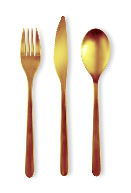 Set of fork knife and spoons isolated