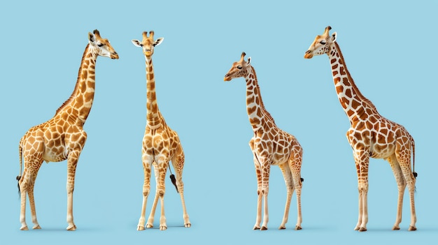 A set of four giraffe images