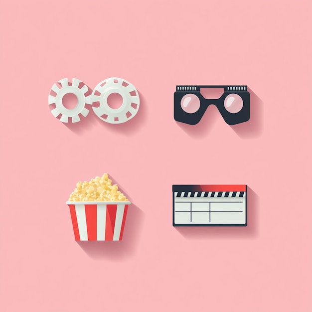 Photo a set of four icons representing movies