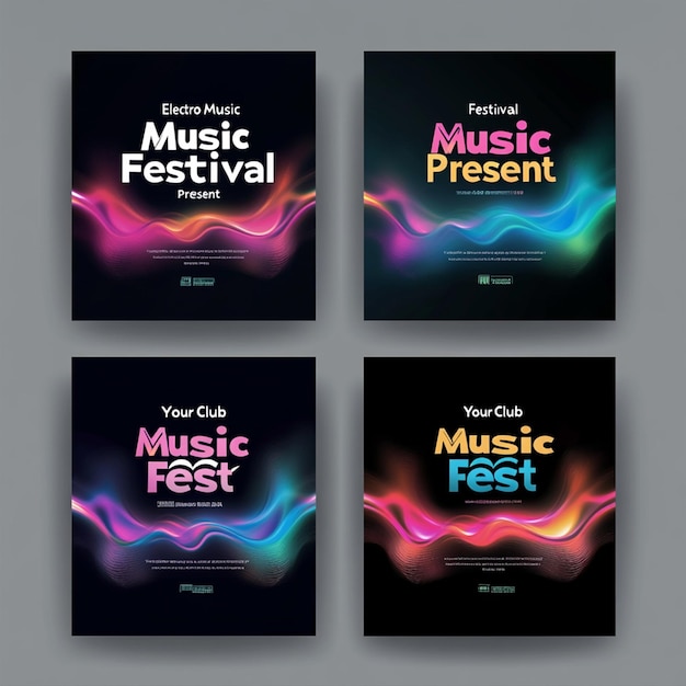 Photo a set of four posters for an electro music festival