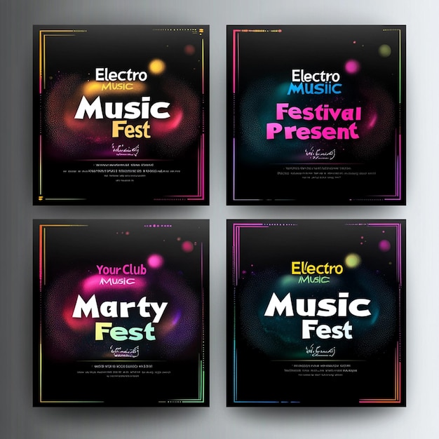 Photo a set of four posters for an electro music festival