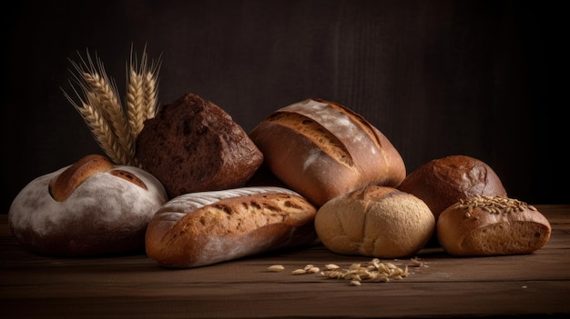 Set of fresh breads Illustration AI GenerativexA