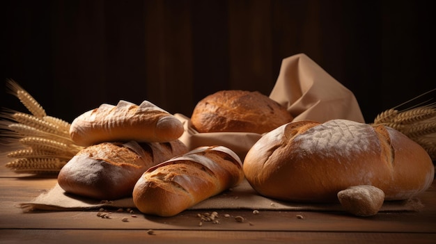 Set of fresh breads Illustration AI GenerativexA