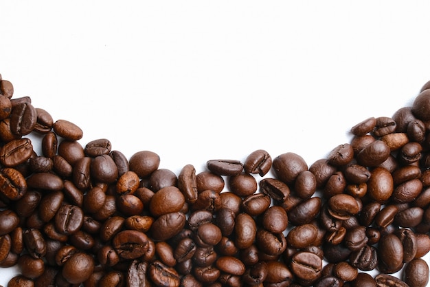 Set of fresh roasted coffee beans isolated on white background