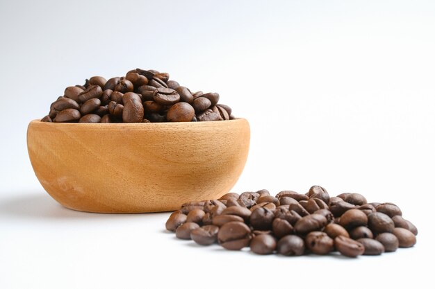 Set of fresh roasted coffee beans isolated on white background