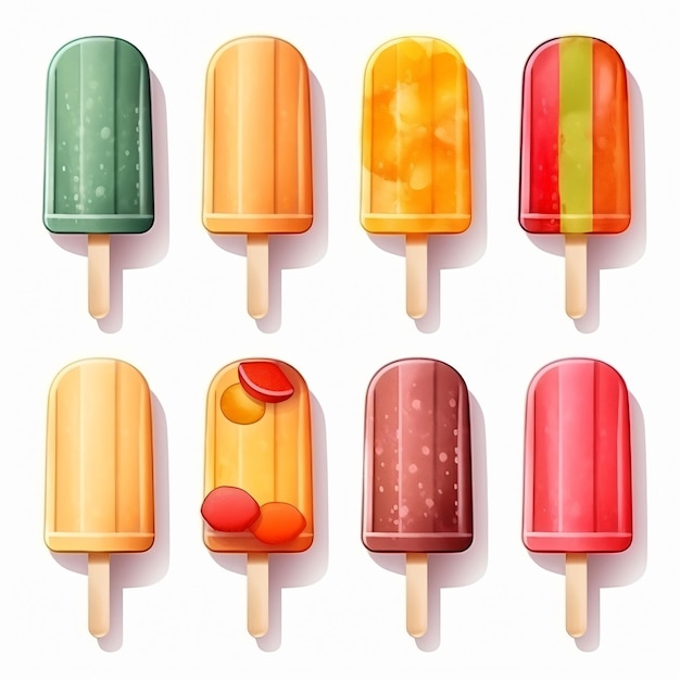 Set of fruit Popsicle Ice Cream