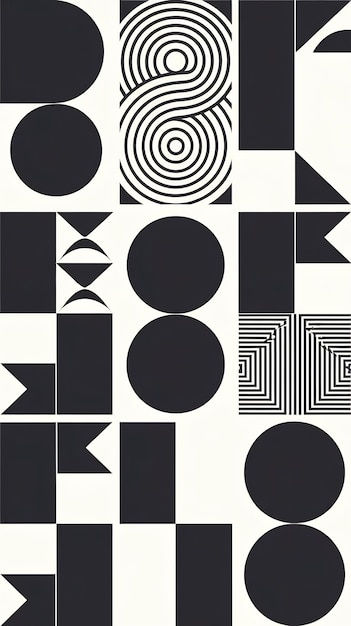 Set of Geometric Bauhaus Posters Monochrome Asbtract Geometrical Background Collection