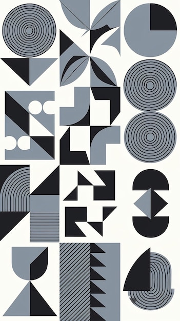 Photo set of geometric bauhaus posters monochrome asbtract geometrical background collection