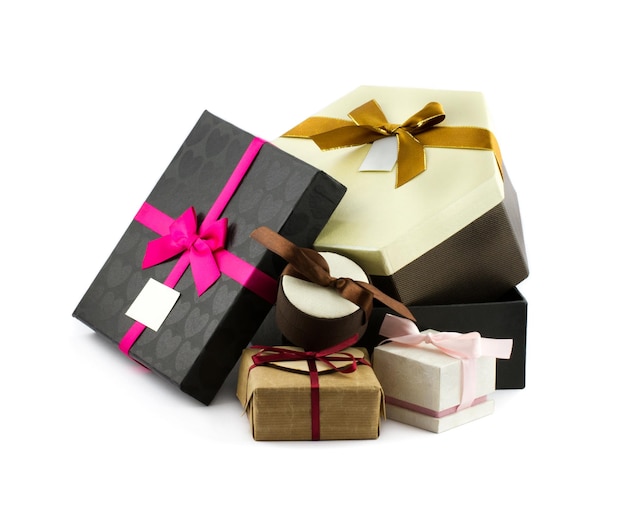 Set of gift boxes with bows