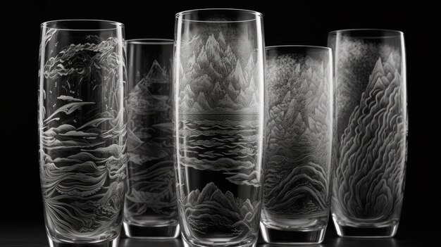 A set of glasses with mountains on the top