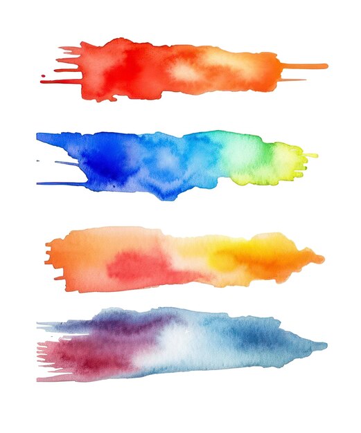 A set of gradient watercolor banners isolated on white Generative AI