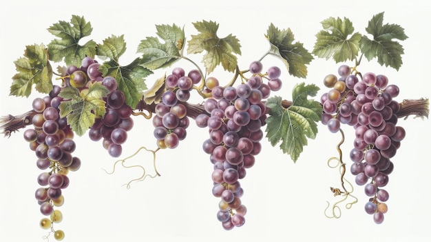 A Set of Grapes on White Canvas on transparent background