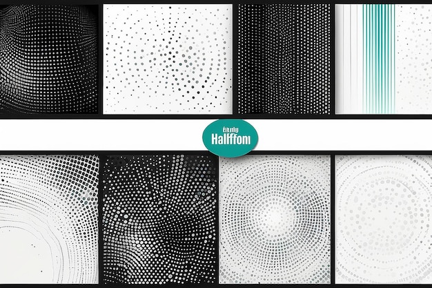 Photo set of halftone dotted backgrounds halftone effect vector patterns collection circle dots isolated on the white background