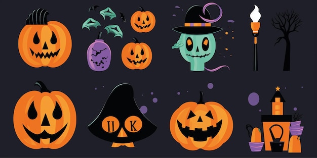 set of halloween background illustration