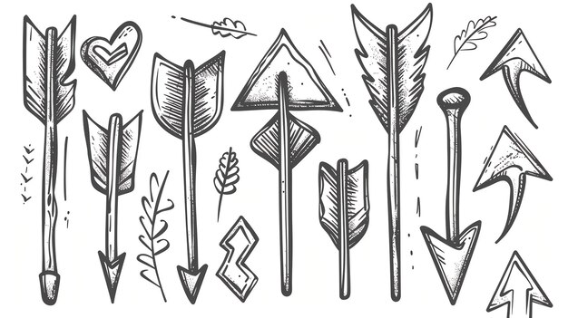 Photo set of hand drawn arrows in vintage style