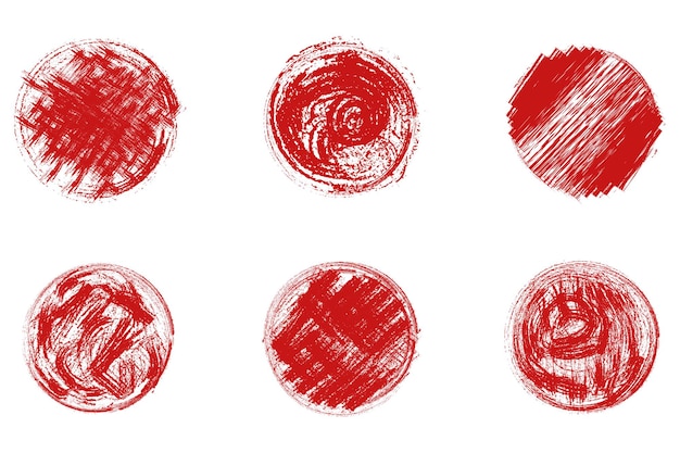 Photo set of hand drawn red circle label vector illustration design element round shape