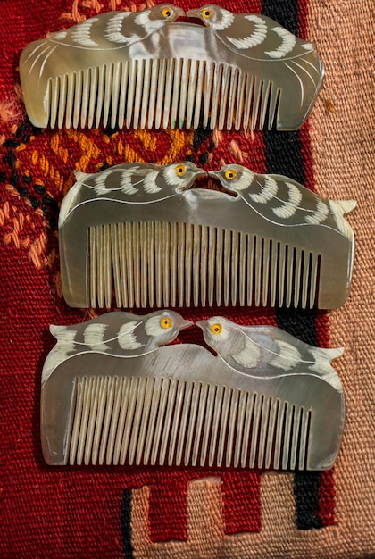 Set of hand made horn comb