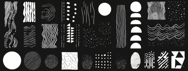 Photo set of handdrawn graphic shapes and doodles