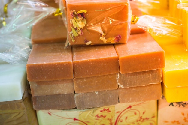 Set of handmade organic soap suited for relaxing and health