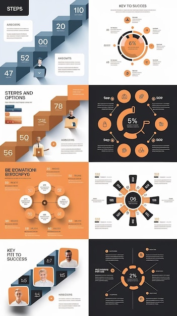 Photo set of infographic templates for web and business projects presentations steps and options circ