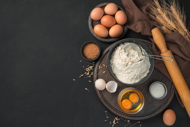 A set of ingredients for cooking dishes from dough baking