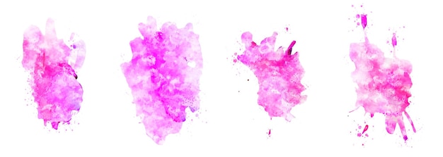 Set of Isolated Abstract pink watercolor on white background. This is watercolor splash.